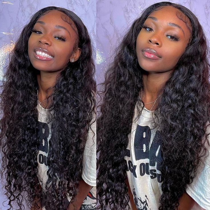 Water Wave 4x4 Lace Closure Glueless Natural Black Human Hair Wigs