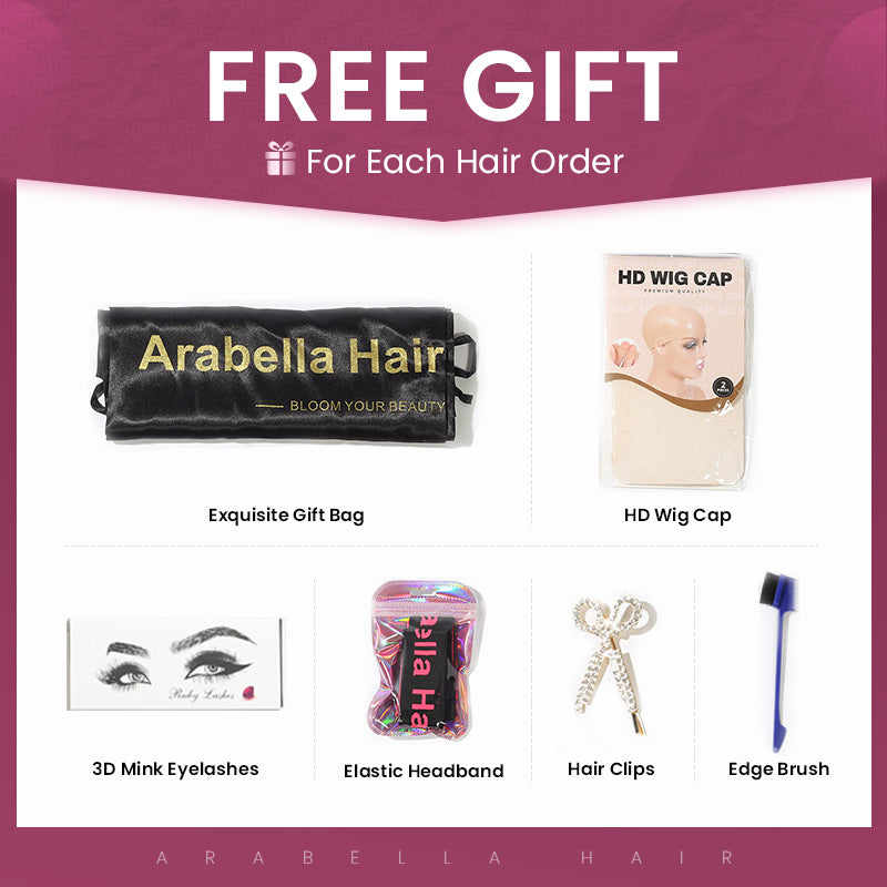 Arabella Free Gifts Package, Includes Random 4-5 Gifts : Wig Cap, 3D Mink Eyelashes, Elastic Headband, Clips,Edge Brush