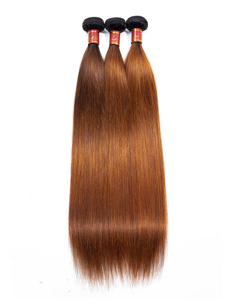 {12A 3Pcs} Ombre T1b/30 Virgin Straight 3 Bundles/pack Human Hair