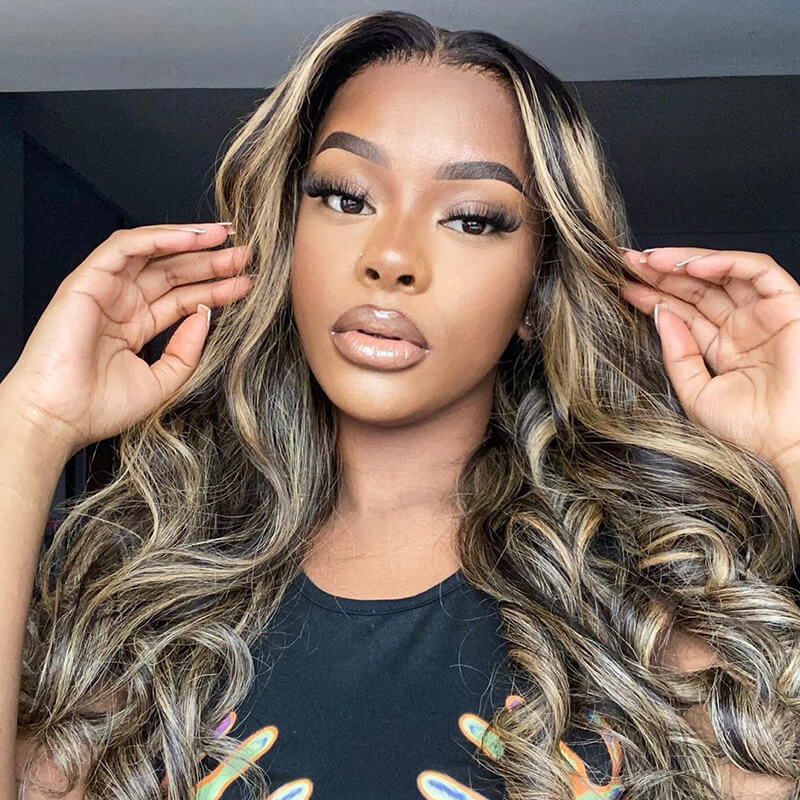 [Flash Sale] Glueless 4x4 Lace Closure Body Wave Balayage Colored Human ...