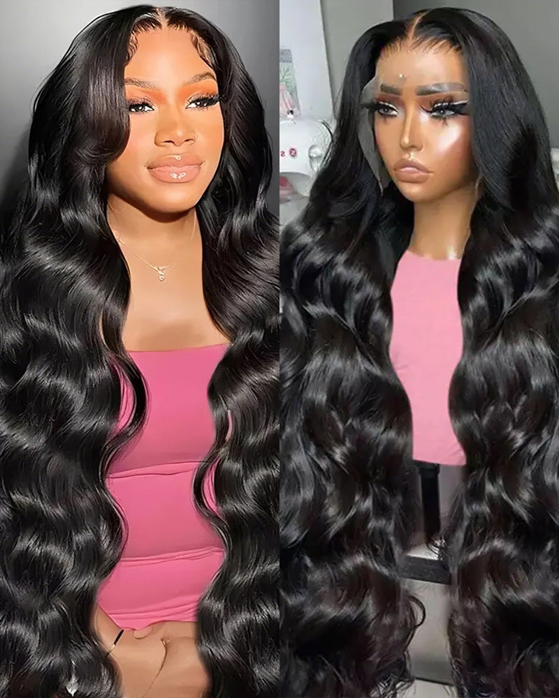 Natural Black Body Wave Wigs 13x6 Lace Front Human Hair Wigs Free Part