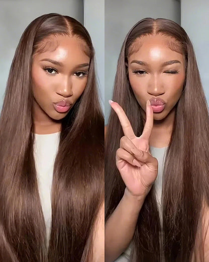 3S-Super Silky Straight | Glueless 13x4 Lace Frontal Wig | Pre-Plucked &amp; Bleached Breathable Cap Free Parting Human Hair