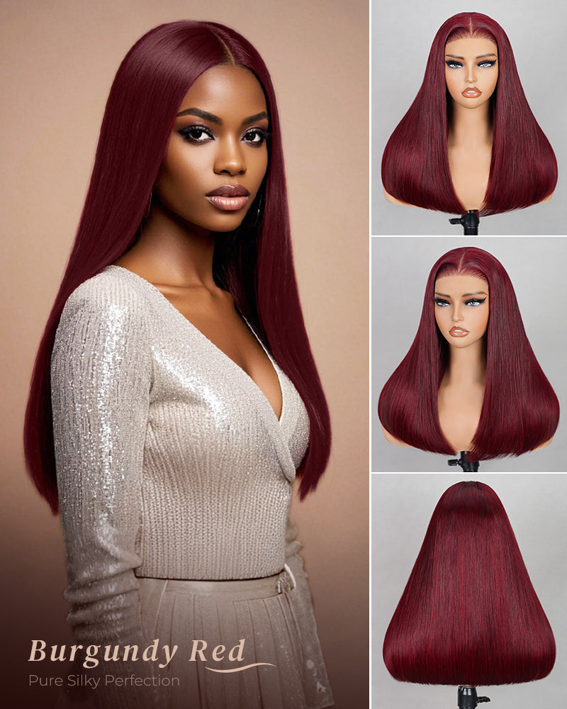 【Limited Design】Burgundy Red 99J Color Straight Glueless 6x5 Pre-Cut Lace Human Hair Wig