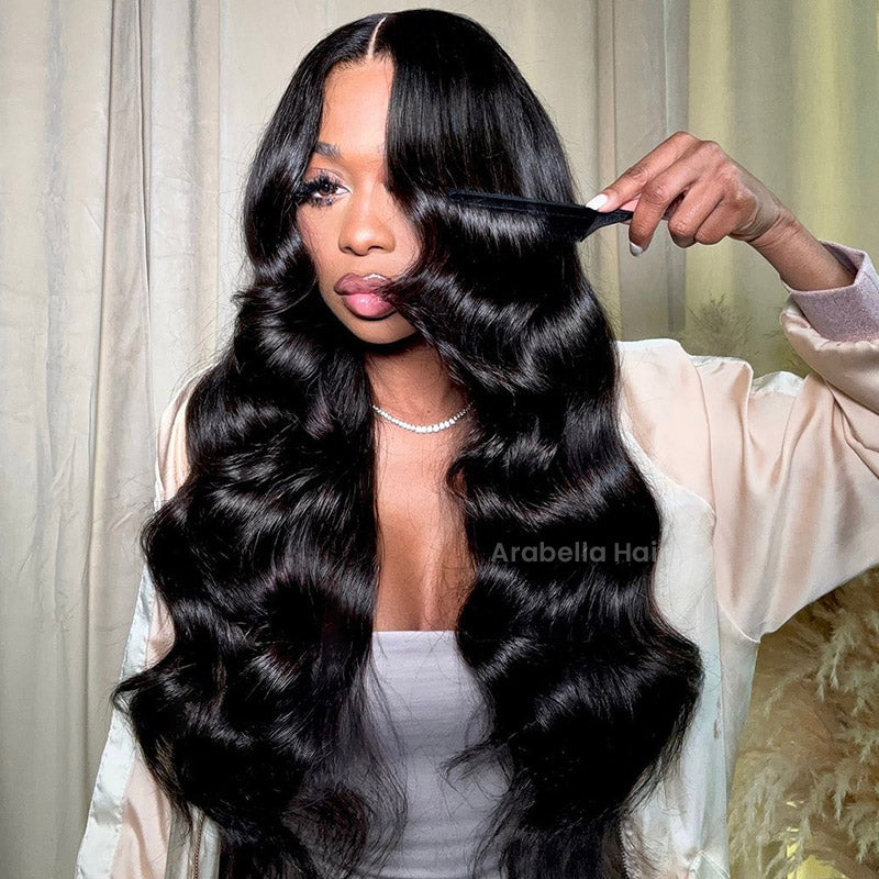 【Super Sale】5x5 Lace Closure Wigs Real Glueless Wig Body Wave Pre-Plucked/Pre-Bleached Natual Black Human Hair Wig