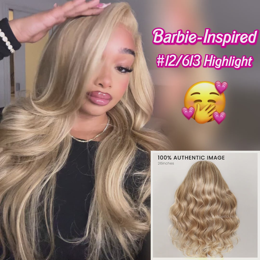 Wavy Blonde Khaki Style 13x4 Lace Front Mixed Brown and Blonde Highlights Color Human Hair Wig