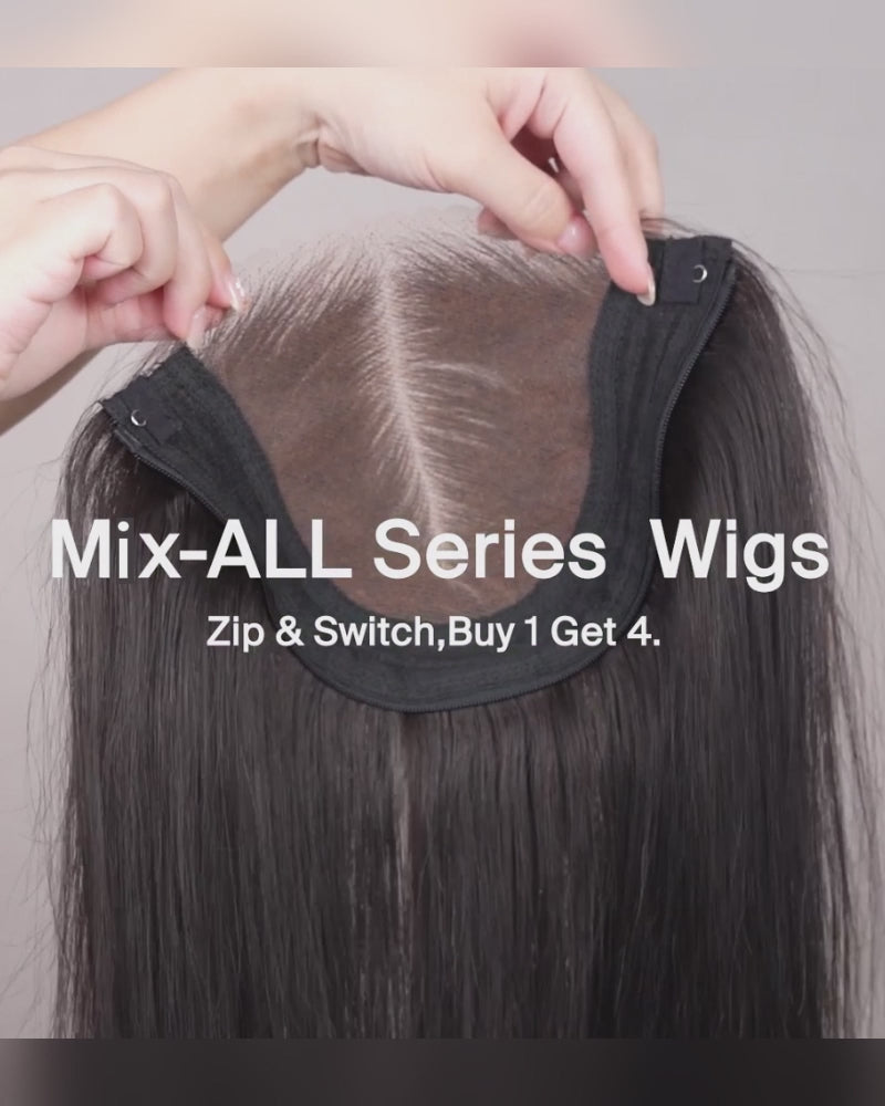 [VIP EXCLUSIVE] ZIP&amp;Mix-All Wigs | Straight Natural Black Glueless 6x5 Pre-Cut Lace Wig With Optional Replaceable Tops