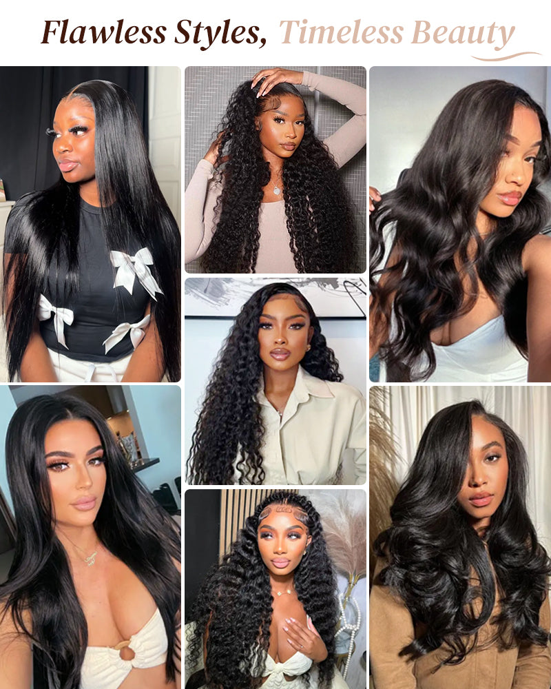 Silky Straight Natural Black 13x4/6x5 Pre-Cut Lace Front Human Hair Wig