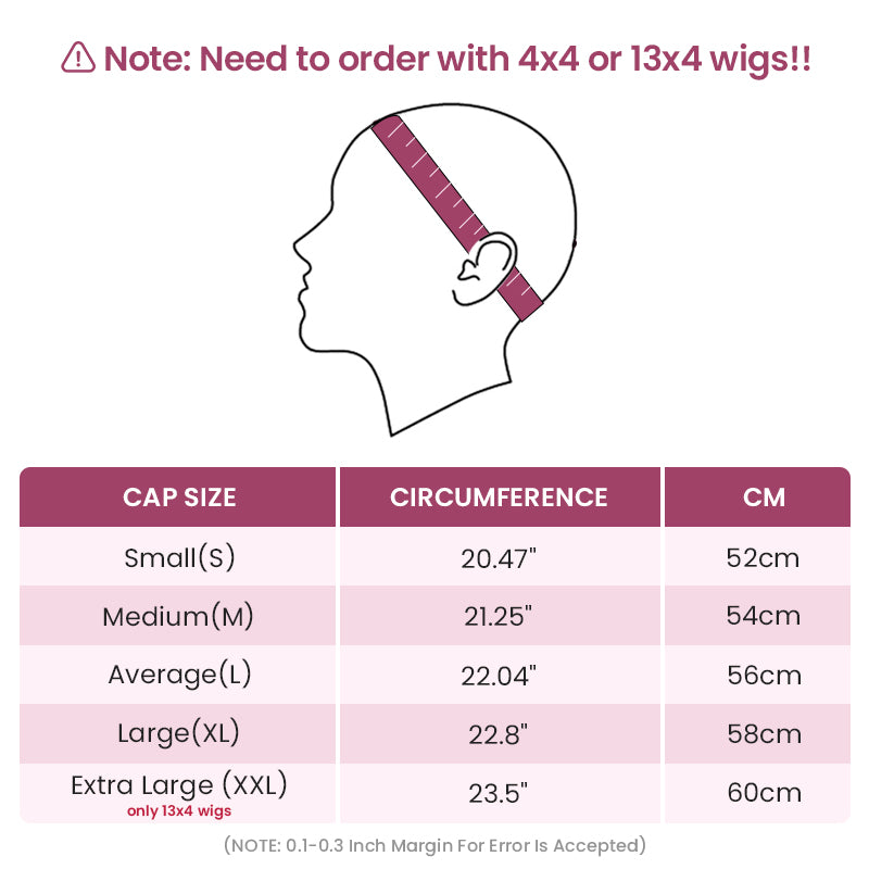 Wig Cap Size Customization: 5-10 Processing Days | No Return