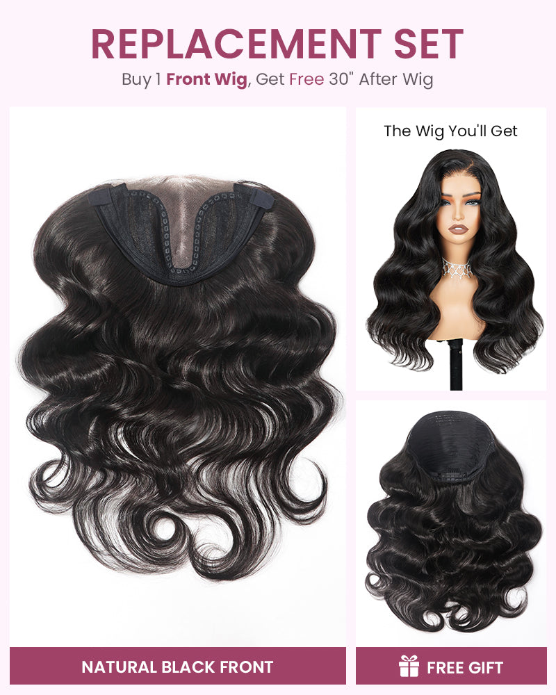 ZIP &amp; Mix-All Wigs | Body Wave 6-Inch Deep Lace Color Optional Replaceable Front Wigs With Free 30 Inch After Wigs