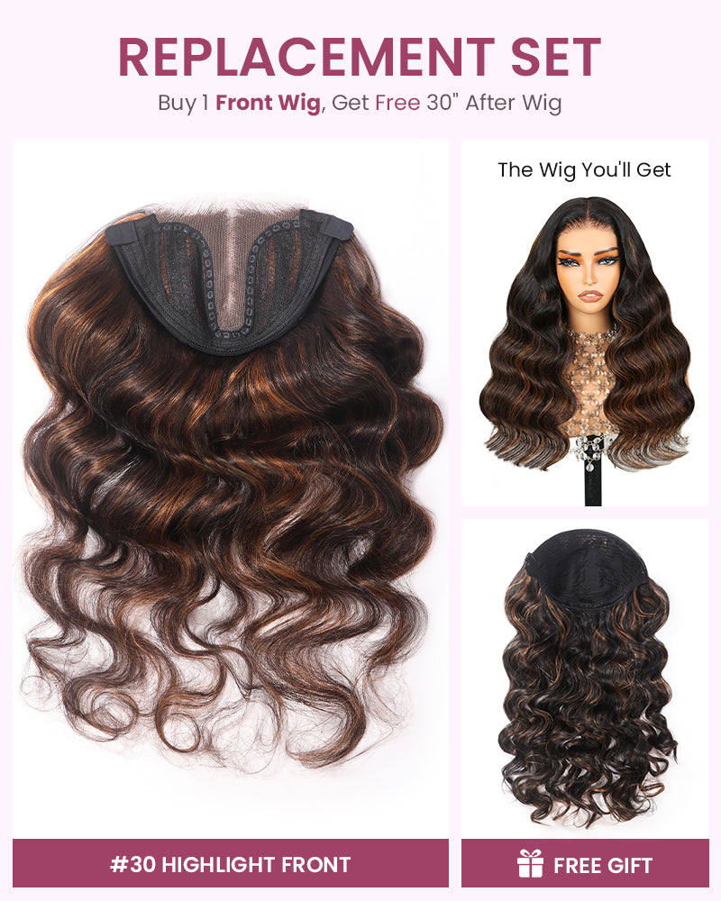 ZIP &amp; Mix-All Wigs | Body Wave 6-Inch Deep Lace Color Optional Replaceable Front Wigs With Free 30 Inch After Wigs