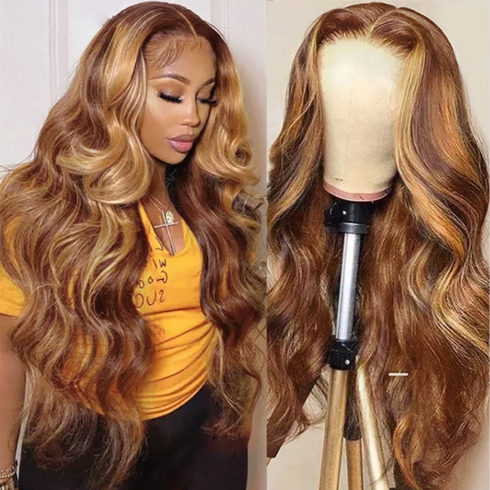 New In】Blonde Highlights 13*4 Transparent Lace Frontal Closure