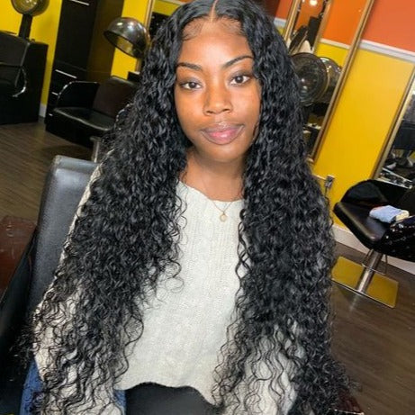 Glueless 4x4 Deep Wave Lace Wig Natural Black Luxurious Curly