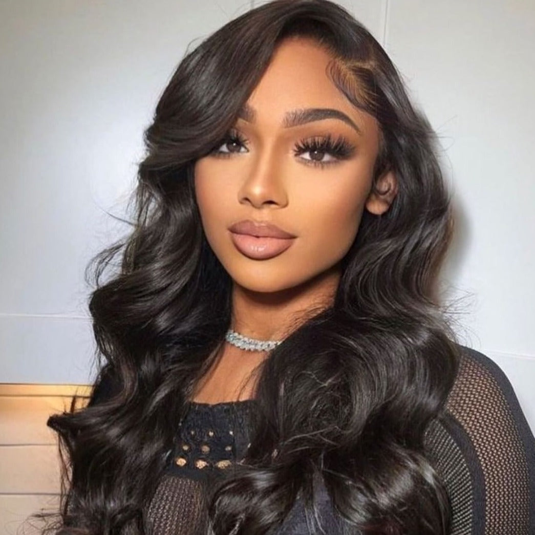 Long Body Wave Free Part Natural Black 13*6 Inch Lace Frontal Wig 210% Density Human Hair Wig - arabellahair.com