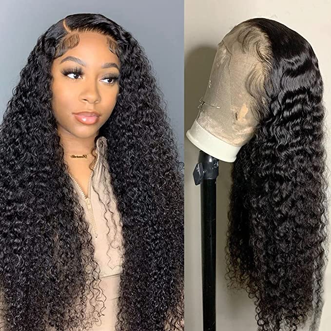 360 Lace Frontal Deep Wave Natural Black Human Hair Wig Free Part