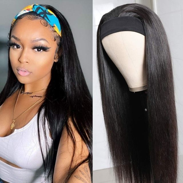 [Buy 1 Get 1 Free]  V Part Deep Curly Thin Part Wig No Glue No Gel &amp; Headband Wig Straight Human Hair Wig 16 inch - arabellahair.com