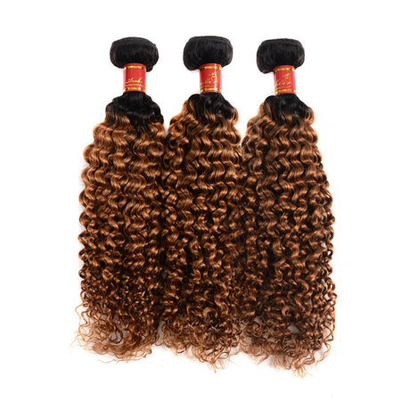 {12A 3Pcs} T1b/30 Ombre Colored Bundles Jerry Curly 3 Bundles Human Hair